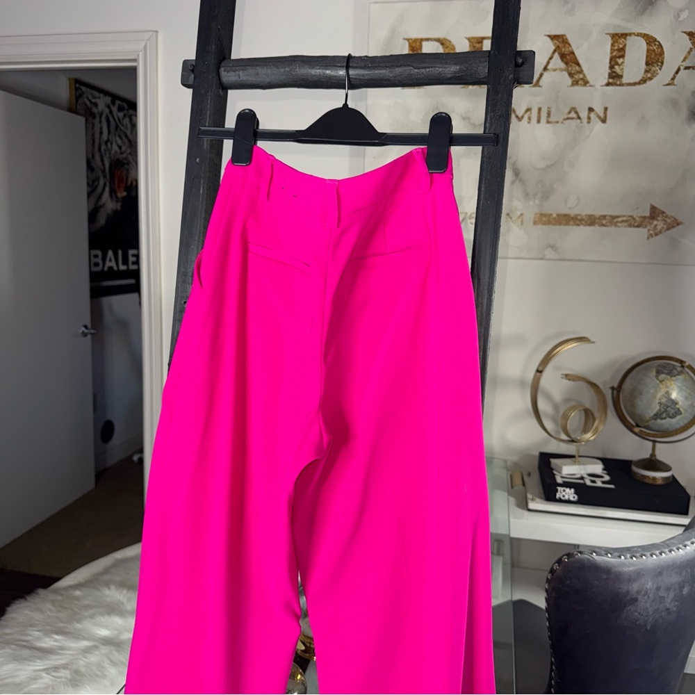 New Express Editor Hot Pink High Waisted Wide Leg Tailored Dress Pants Womens 4 - Picture 6 of 11